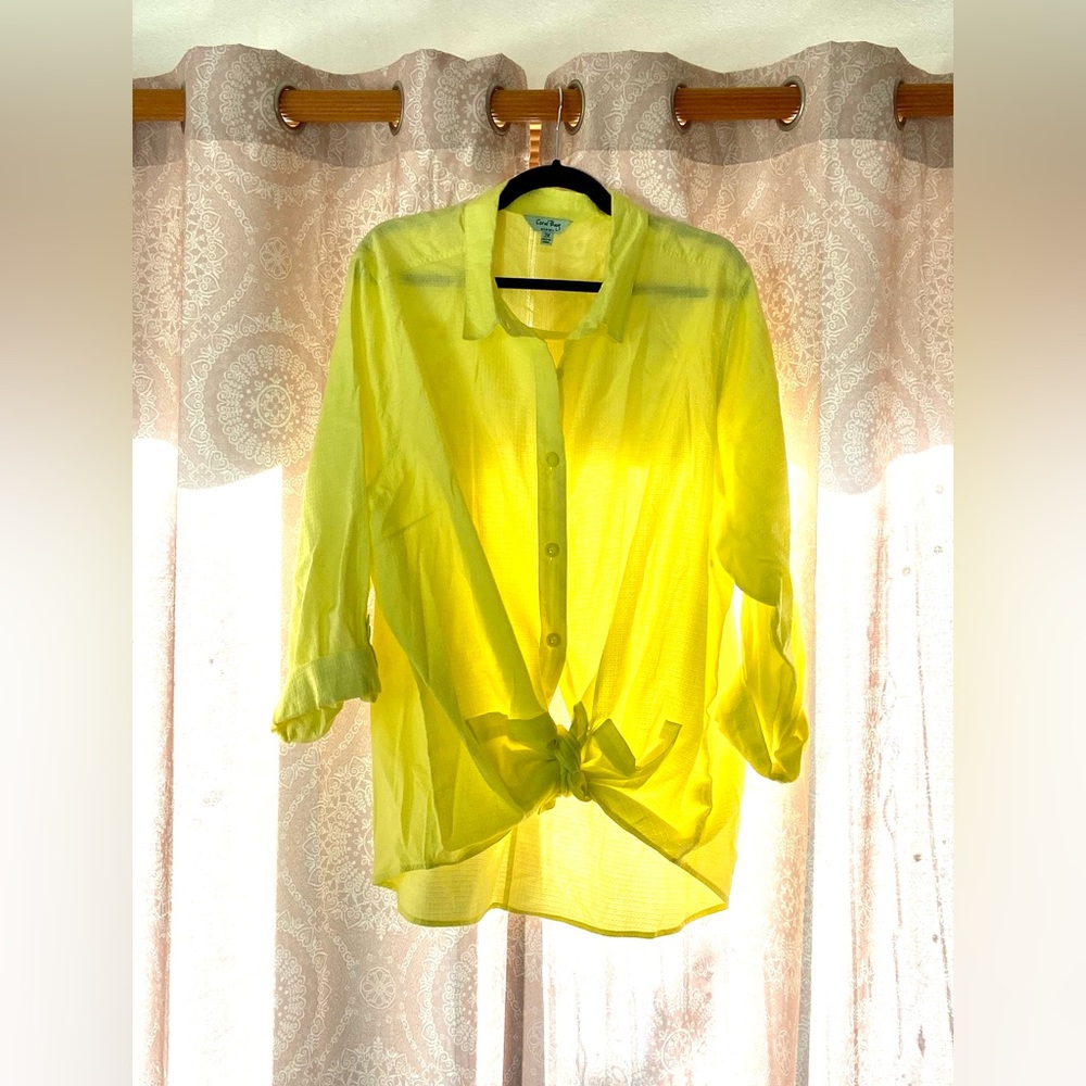 Yellow Button Up with Pockets